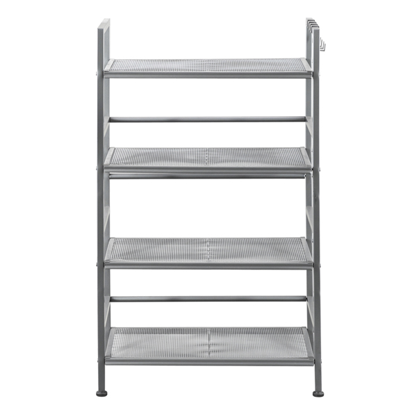 Hodely Rustic Industrial Style 4-Shelf Mesh Iron Shelving Unit Storage Rack with Casters Grey