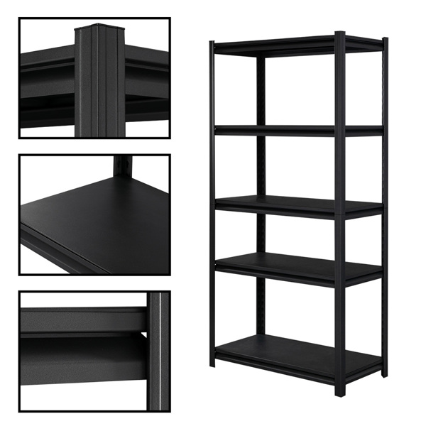 Heavy Duty Steel Frame 5-Tier Organizer with Adjustable Shelves Matt black