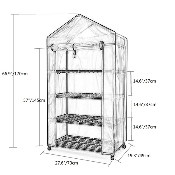 Mini Greenhouse - 4 Tiers Indoor Outdoor Greenhouse With wheels-Use in Any Season for Plants [Weekend can not be shipped, order with caution]