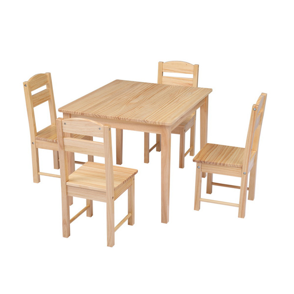 Children's Wooden Table And Chair Set Pine (One Table With Four Chairs)