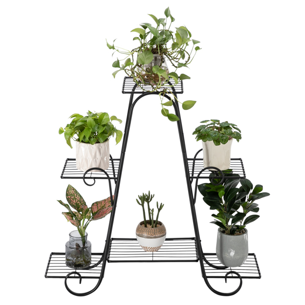 One Pack Black Paint 31 Inch High Arch 4 Layers 6 Vertical Stripes Potted Plant Frame
