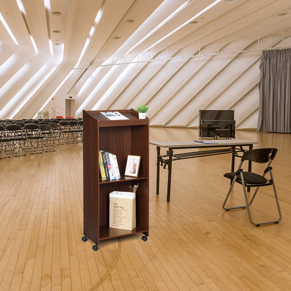 Wooden Removable With Compartments Podium Table Walnut