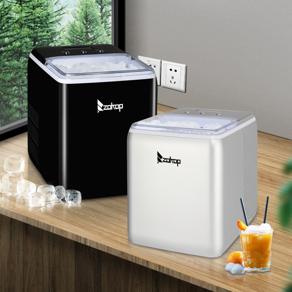 120V 150W 44lbs/20kg/24h Ice Maker Black Plastic Transparent Cover/Display Commercial/Household