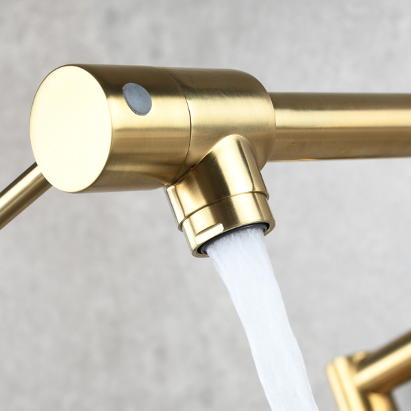 Brass Foldable Kitchen Faucet Rotatable Tap Only for Cold Water Brushed Gold