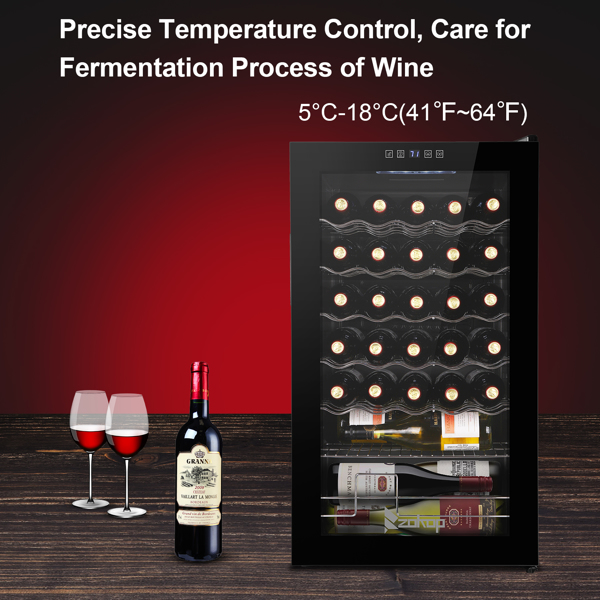 ZOKOP JC-85 115V 85W 3.0cu.ft/85l  Electronic Wine Cabinet Cold Rolled Sheet Transparent Glass Door / 16Bottle with Display Black