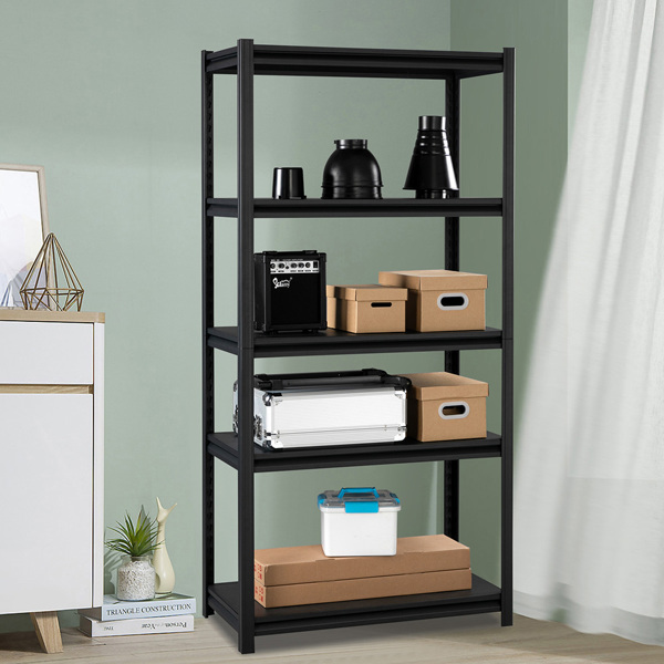 Heavy Duty Steel Frame 5-Tier Organizer with Adjustable Shelves Matt black