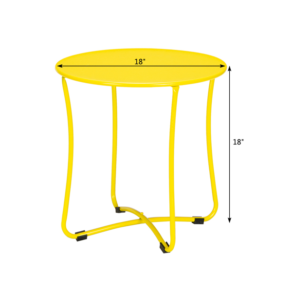 18" Metal Countertop Small Round Table Terrace Wrought Iron Side Table Golden