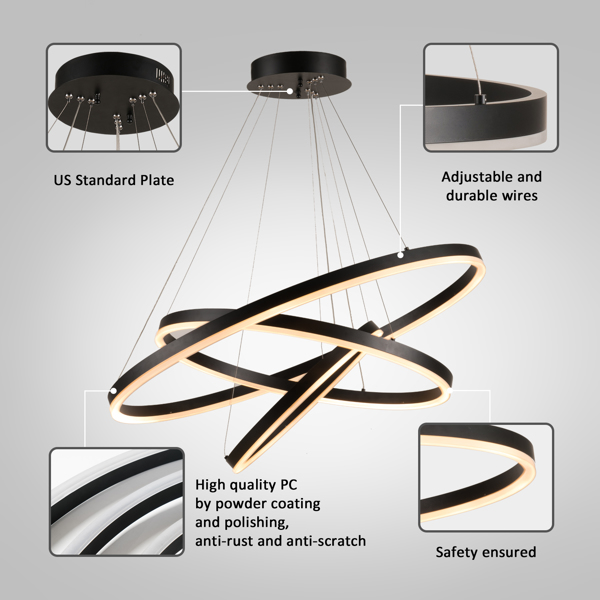 【 Circular 】 Home LED line light with 31.5x31.5inch, monochromatic temperature