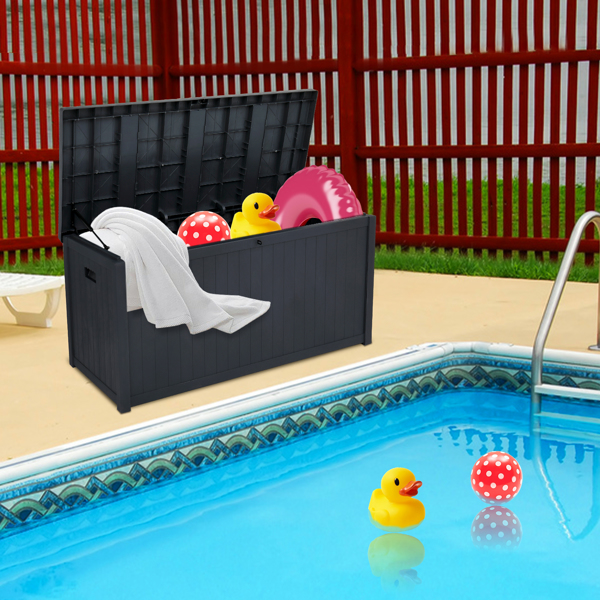 113gal 430L Outdoor Garden Plastic Storage Deck Box Chest Tools Cushions Toys Lockable Seat Waterproof