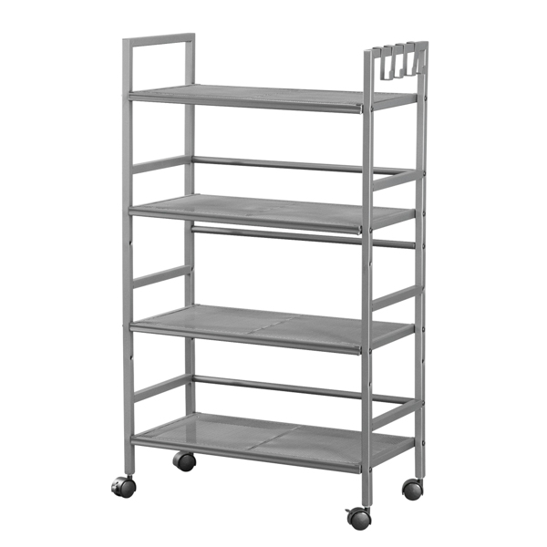 Hodely Rustic Industrial Style 4-Shelf Mesh Iron Shelving Unit Storage Rack with Casters Grey