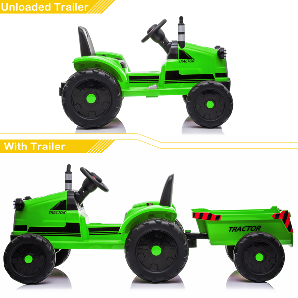 Toy Tractor with Trailer,3-Gear-Shift Ground Loader Ride On with LED Lights