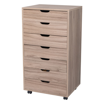 MDF with PVC Seven-Drawing Wooden Filing Cabinet Grey Oak Color