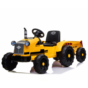 Toy Tractor with Trailer,3-Gear-Shift Ground Loader Ride On with LED Lights