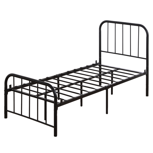 Single Layer Round Tube Arc Frame Vertical Strip with Bed Foot 3ft Iron Bed  Black