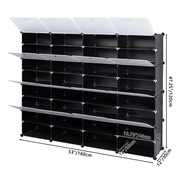 8-Tier Portable 64 Pair Shoe Rack Organizer 32 Grids Tower Shelf Storage Cabinet Stand Expandable for Heels, Boots, Slippers, Black
