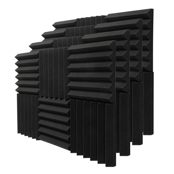 24pcs 12"x12"x2" Acoustic Foam Panel Wedge Studio Soundproofing Wall Padding Black