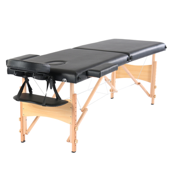  FCH Massageliege Massagetisch Beauty Bed Faltbar Höhenverstellbar mit Holzbettfüße, 60CM Schwarz