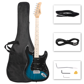 【Do Not Sell on Amazon】Glarry GST  II  Upgrade Electric Guitar with Updated Version Pickup , Glarry II String, Canadian Maple Fingerboards, Bone Nut Blue