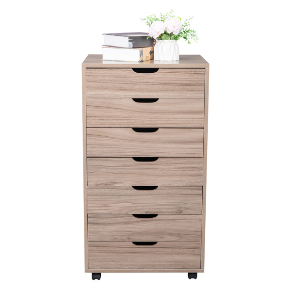 MDF with PVC Seven-Drawing Wooden Filing Cabinet Grey Oak Color