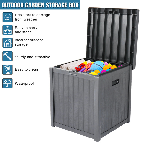 51gal 195L Outdoor Garden Plastic Storage Deck Box Chest Tools Cushions Toys Lockable Seat Waterproof