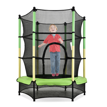 55in Yellow-Green Guard Pole Yellow-Green Stitching Outer Cover Trampoline Straight Leg Mini Round Inner Net