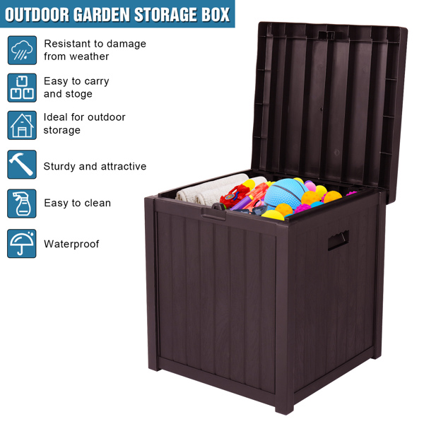 51gal 195L Outdoor Garden Plastic Storage Deck Box Chest Tools Cushions Toys  Seat Waterproof