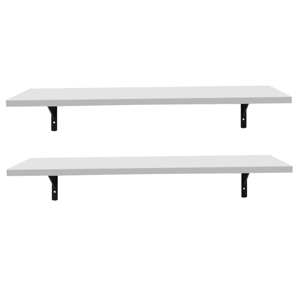 2 Display Ledge Shelf Floating Shelves Wall Mounted  with Bracket for Pictures and Frames Modern Home Decorative White