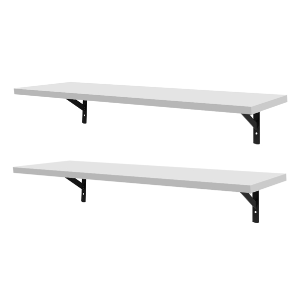 2 Display Ledge Shelf Floating Shelves Wall Mounted  with Bracket for Pictures and Frames Modern Home Decorative White