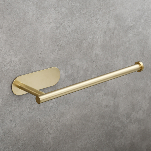 Stainless Steel Towel Holder Adhesive Lengthen Toilet Paper Holder for 2 Roll Papers, Brushed Gold
