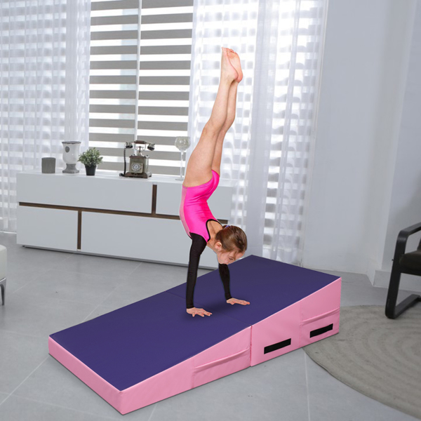 120*60*35 cm Trapezoid Gymnastics Mat Pink & Purple
