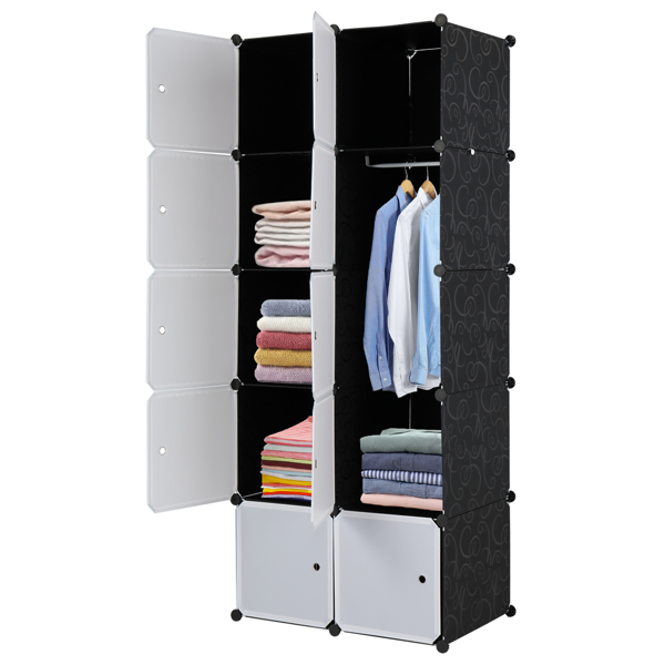 Dropship 10 Cube Organizer Stackable, Storage Cabinet With Hanging Rod And Shelves