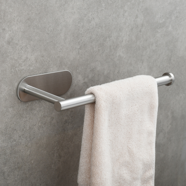Stainless Steel Towel Holder Adhesive Lengthen Toilet Paper Holder for 2 Roll Papers, Brushed Nickel