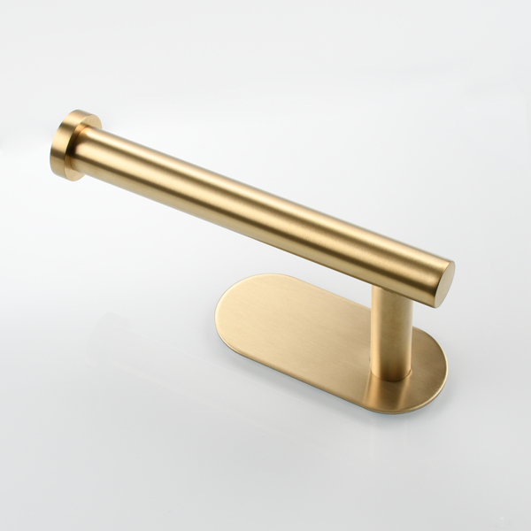 Stainless Steel Toilet Paper Holder Adhesive Tissue Paper Roll Holder for Bathroom Brushed Gold