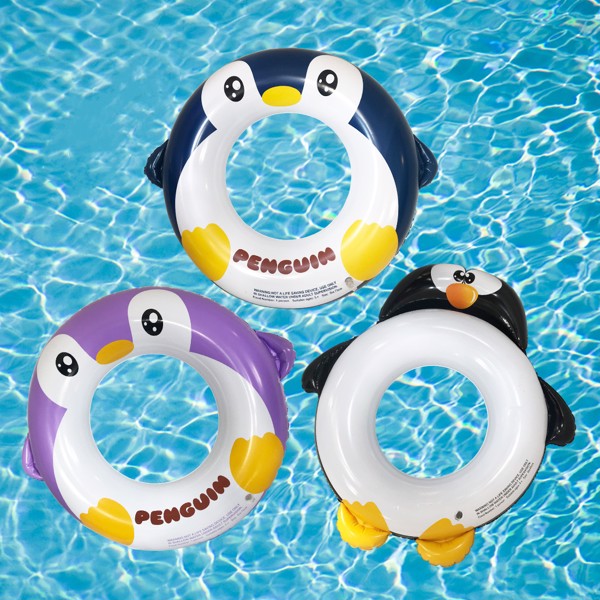Inflatable Pool Tube for Kids, 3 Packs Penguin Swim Ring Pool Floats Party Toys for Swimming Pool Party Decorations