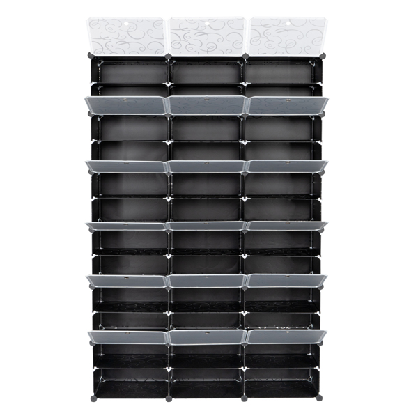 12-Tier Portable 72 Pair Shoe Rack Organizer 36 Grids Tower Shelf Storage Cabinet Stand Expandable for Heels, Boots, Slippers, Black