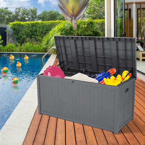 113gal 430L Outdoor Garden Plastic Storage Deck Box Chest Tools Cushions Toys Lockable Seat Waterproof