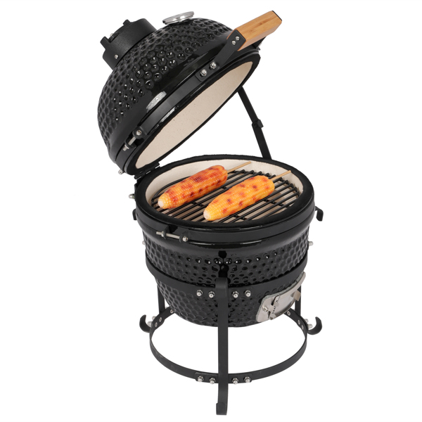 13in Round Ceramic Charcoal Grill Black
