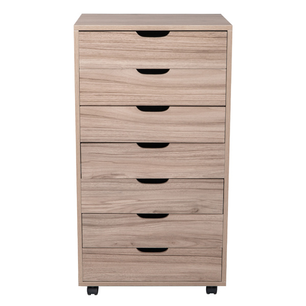 MDF with PVC Seven-Drawing Wooden Filing Cabinet Grey Oak Color