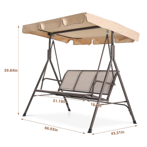 3 Person Outdoor Patio Swing,steel frame textlene seats Steel Frame swing chair [Sale to Temu is Banned.Weekend can not be shipped, order with caution]