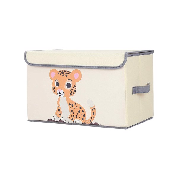 Non woven folding storage box, size 14.76x9.84x9.45 inches, with handle and removable cover