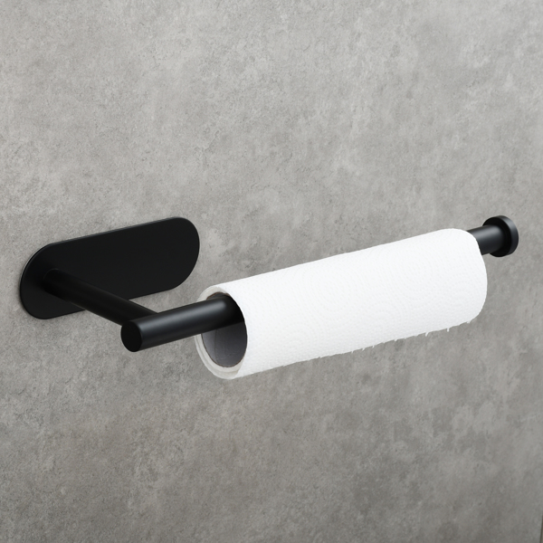 Stainless Steel Towel Holder Adhesive Lengthen Toilet Paper Holder for 2 Roll Papers, Black