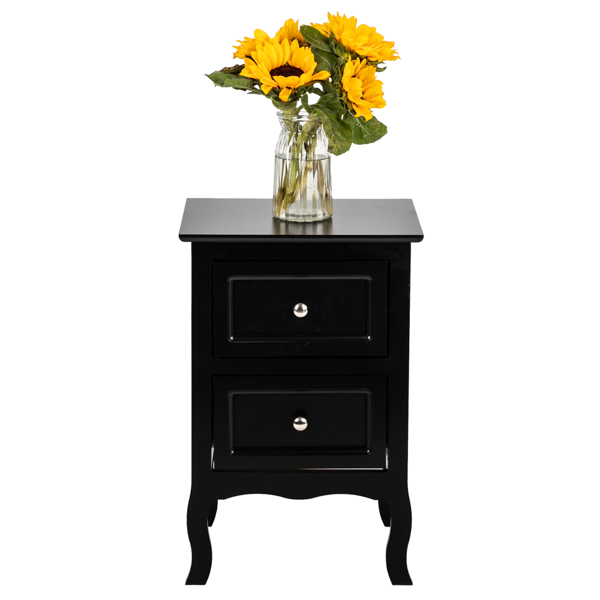 Country Style Two-Tier Night Table Large Size Black