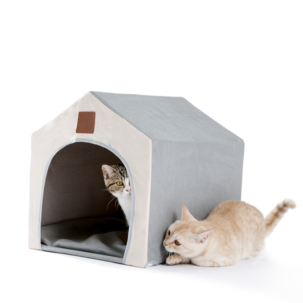 Cat Bed Dog Bed Pet Nest Cat Cave Warm Soft Handy Portable Foldable Sleeping Bed for Cats Dog House Outdoors Gray