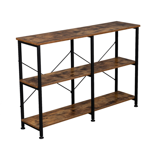 3-Tier Console Sofa Table, Industrial Foyer Table for Living Room, Entry Way, Hallway,Rustic Brown