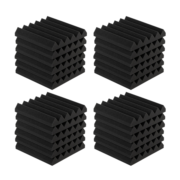 24pcs 12"x12"x2" Acoustic Foam Panel Wedge Studio Soundproofing Wall Padding Black