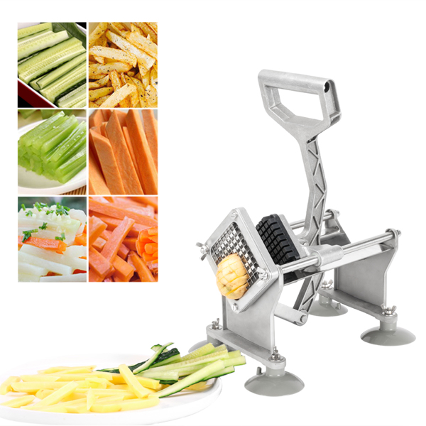 Vertical French Fries Machine with Four 3/8" & 1/4" & 1/2" Flower Blades & 4pcs Suction Cups & 2pcs Expansion Bolts Silver & Black