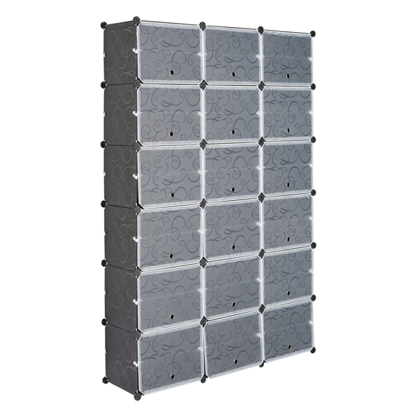 12-Tier Portable 72 Pair Shoe Rack Organizer 36 Grids Tower Shelf Storage Cabinet Stand Expandable for Heels, Boots, Slippers, Black
