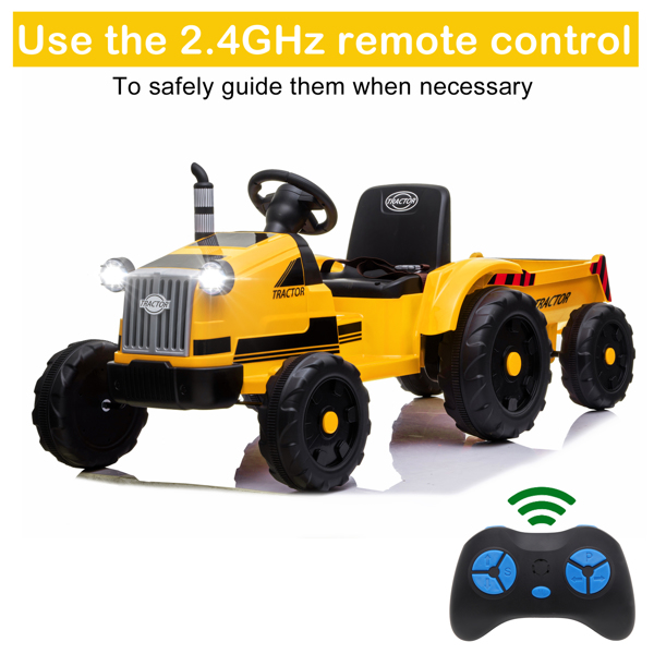 Toy Tractor with Trailer,3-Gear-Shift Ground Loader Ride On with LED Lights