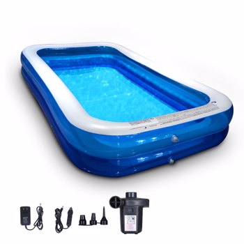 Inflatable Swimming Pool, Family Full-Sized Above Ground Swimming Pools with Air Pump Outdoor Backyard Lounge Pool