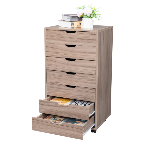 MDF with PVC Seven-Drawing Wooden Filing Cabinet Grey Oak Color